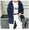 Image of Woman Vent Vintage Plaid Shirt Single Breasted Turn down Collar