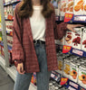 Image of Woman Vent Vintage Plaid Shirt Single Breasted Turn down Collar