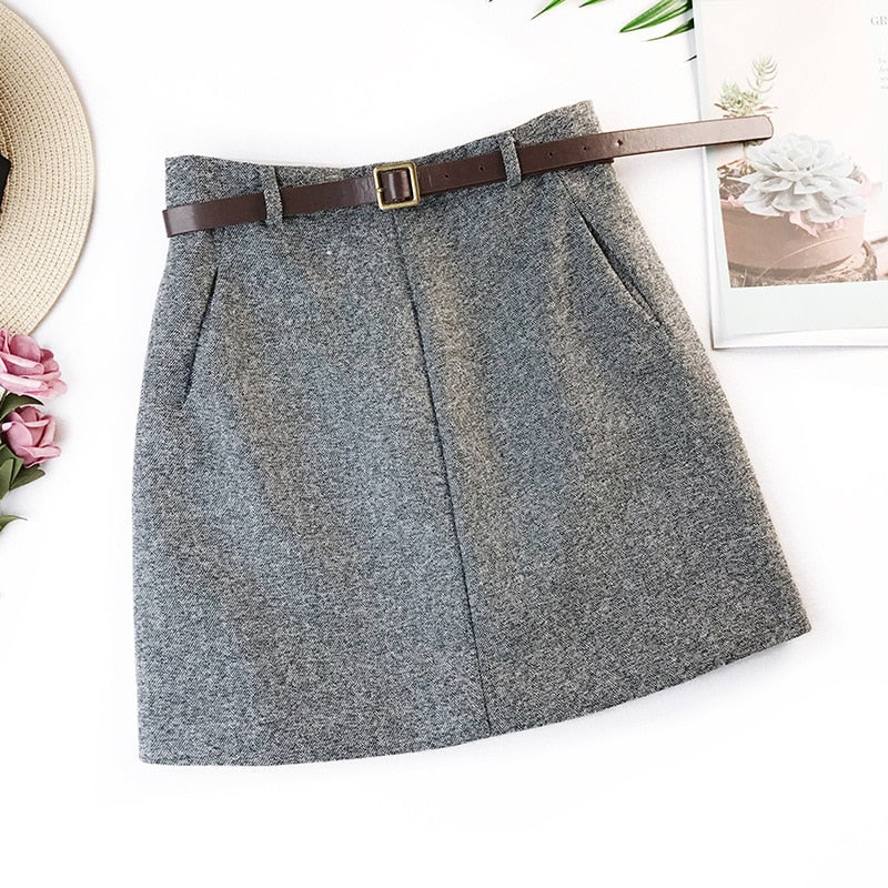 2020 Spring New Arrival Vintage High Waist A-line Office Skirts