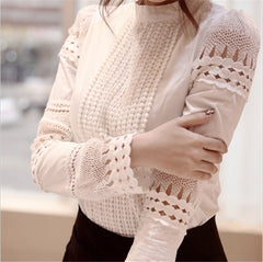 Summer New Women Blouses Slim Bottoming Long-sleeved White Shirt