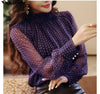 Image of long sleeve women chiffon blouses for plus size ladies