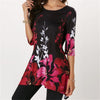 Image of Floral Print Stretch Beach Shirt Tunic Loose Long Party Blouses