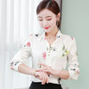 Image of Long Sleeve Shirts Women Blouse Autumn Lapel Office Ladies Button