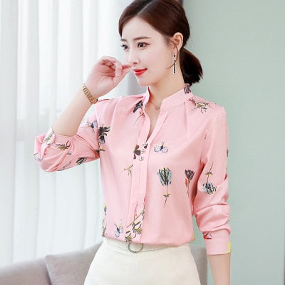 Long Sleeve Shirts Women Blouse Autumn Lapel Office Ladies Button