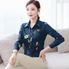 Image of Long Sleeve Shirts Women Blouse Autumn Lapel Office Ladies Button