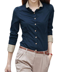 Long Sleeve Shirts Women Blouse Autumn Lapel Office Ladies Button