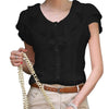 Image of Short Sleeve Ruffles Chiffon Blouse Solid White  Casual Summer Blouses