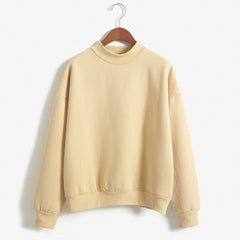 9 Colors Winter Grey Hoodie Round Neck Long Sleeve Velvet Warm Sweatshirts