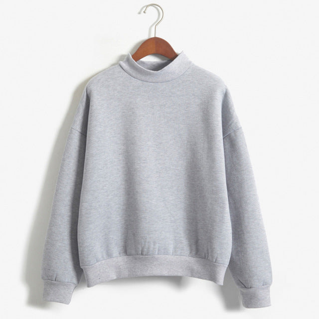 9 Colors Winter Grey Hoodie Round Neck Long Sleeve Velvet Warm Sweatshirts