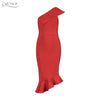 Image of One Shoulder Sleeveless Ruffles Nightclub Dress