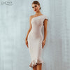 Image of One Shoulder Sleeveless Ruffles Nightclub Dress