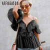 Image of Sexy v neck off shoulder peplum blouse top