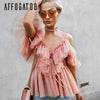 Image of Sexy v neck off shoulder peplum blouse top