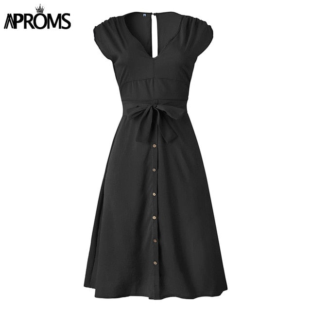 Vintage Stripe Print Midi Dress