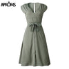Image of Vintage Stripe Print Midi Dress