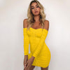 Image of Off Shoulder Long Sleeve Slim Elastic Bodycon Party Dresses