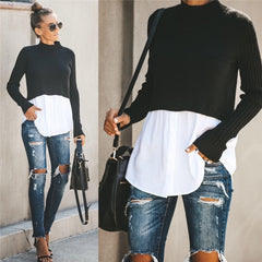 Autumn & Winter Long Sleeve Black Knit Sweater