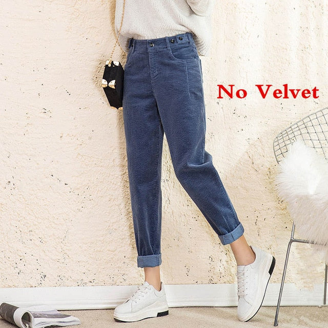 Plus Size Loose Black Pants Women Long Plus Velvet Trousers Sweatpants