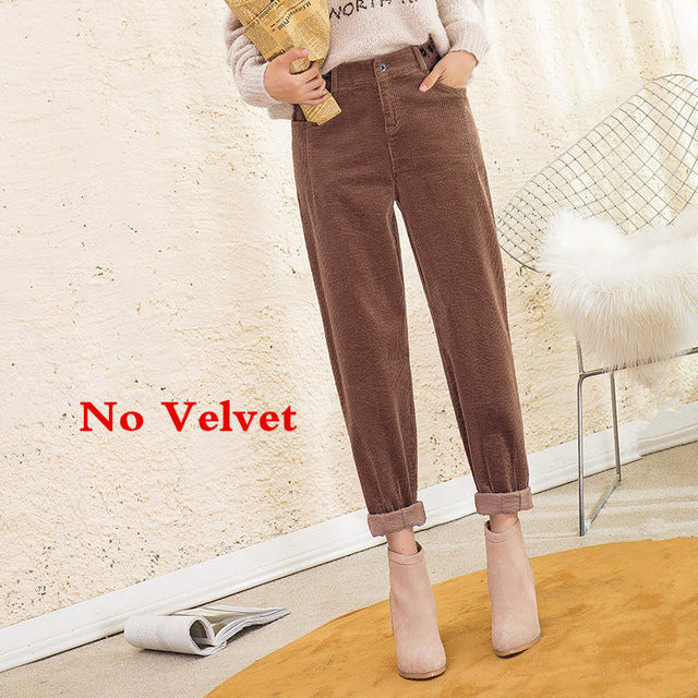 Plus Size Loose Black Pants Women Long Plus Velvet Trousers Sweatpants