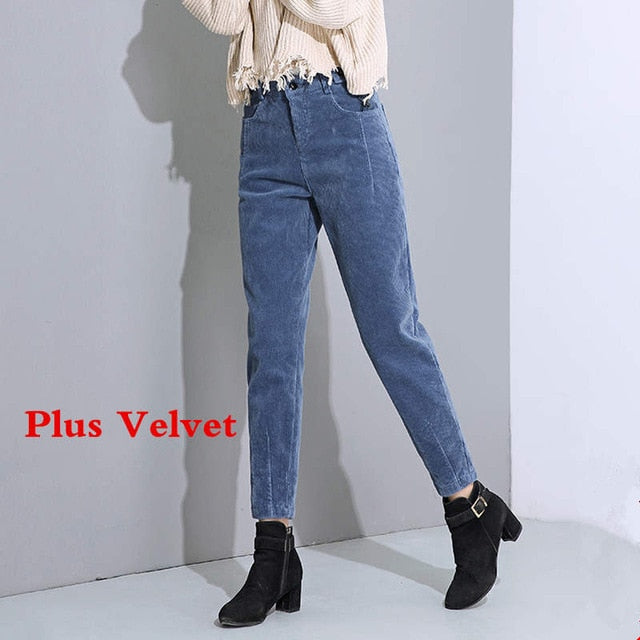 Plus Size Loose Black Pants Women Long Plus Velvet Trousers Sweatpants