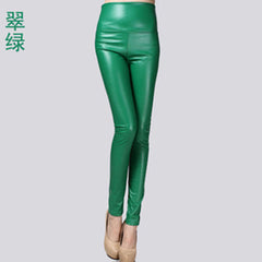 Elastic Stretch Faux Leather Skinny Pencil Pant