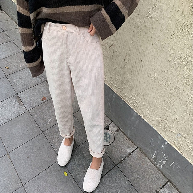 Fashion High Waist Female Straight Pants Street wear