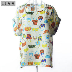 Summer Short Sleeve Women Chiffon Blouse