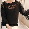 Image of Blouse shirt hot Sell Lace Hollow Collar Chiffon