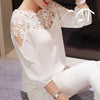 Image of Blouse shirt hot Sell Lace Hollow Collar Chiffon