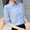Image of Long Sleeve Lapel White Blouse Office Ladies Work Blouses