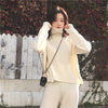 Image of autumn spring knitted tracksuit turtleneck sweatshirts