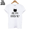 Image of 100% cotton cat print women T shirt casual short sleeve