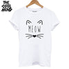 Image of 100% cotton cat print women T shirt casual short sleeve