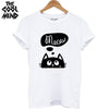 Image of 100% cotton cat print women T shirt casual short sleeve