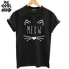 Image of 100% cotton cat print women T shirt casual short sleeve