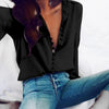 Image of Casual Solid Color ladies office Sexy Buttons Long sleeve Blouse