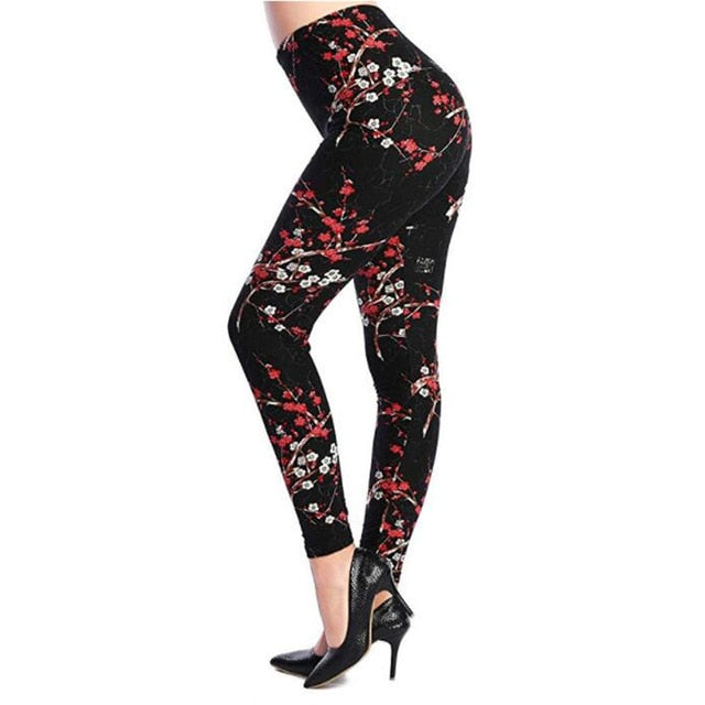 Graffiti Leggings Floral Patterned Print Leggings