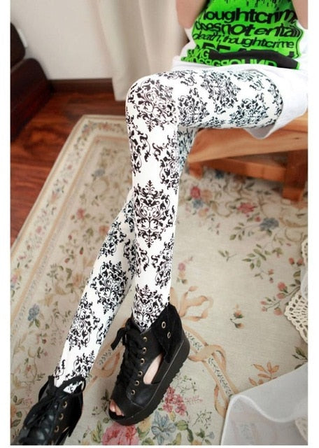Graffiti Leggings Floral Patterned Print Leggings