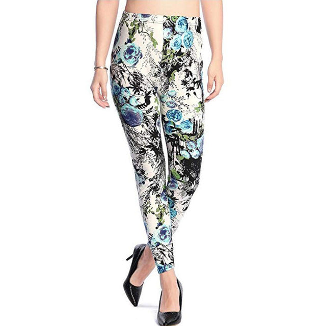 Graffiti Leggings Floral Patterned Print Leggings