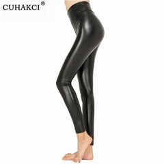 Women Hot Sexy Black Wet Look Faux Leather Leggings Slim Shiny Pants