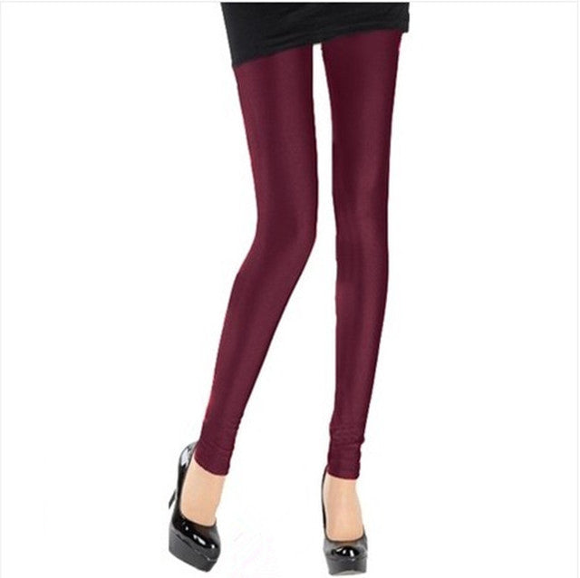 Women Shiny Pant Leggings Hot Selling Leggings Solid Color Fluorescent