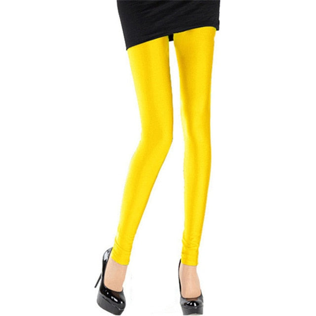 Women Shiny Pant Leggings Hot Selling Leggings Solid Color Fluorescent