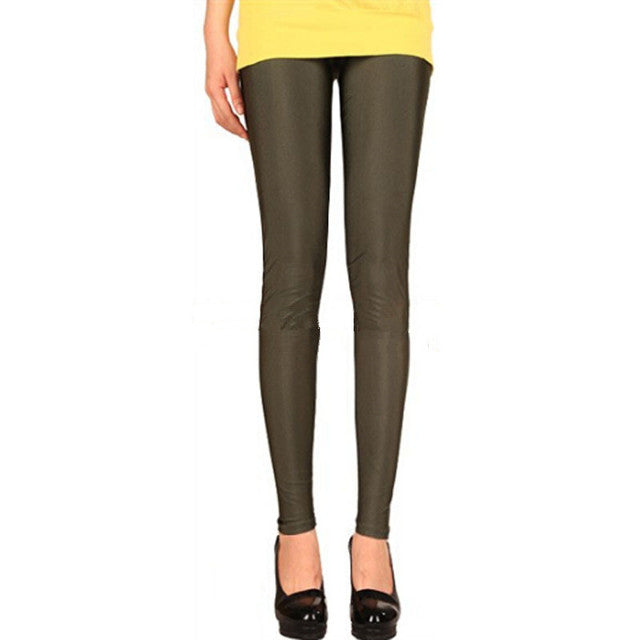 Women Shiny Pant Leggings Hot Selling Leggings Solid Color Fluorescent