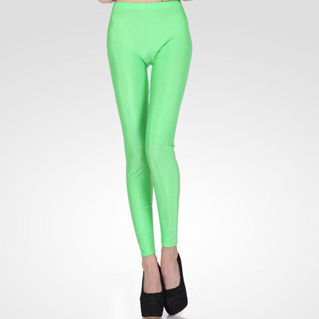 Women Shiny Pant Leggings Hot Selling Leggings Solid Color Fluorescent