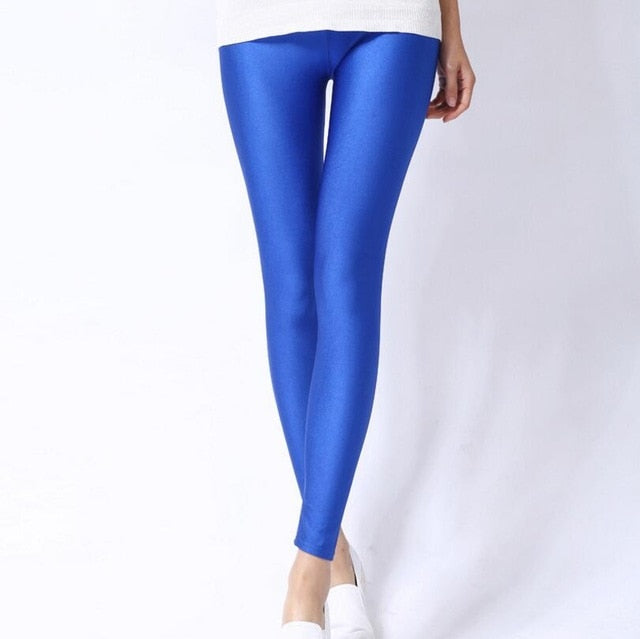Women Shiny Pant Leggings Hot Selling Leggings Solid Color Fluorescent