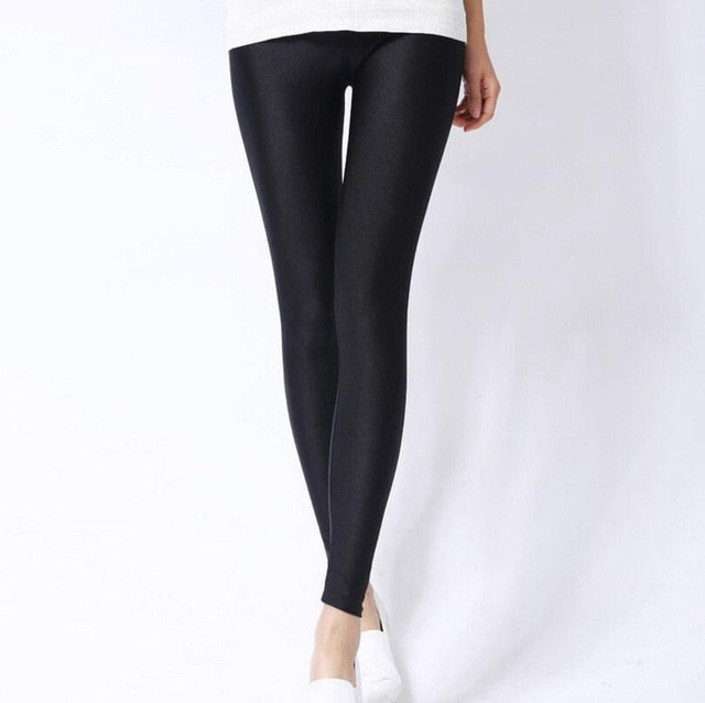 Women Shiny Pant Leggings Hot Selling Leggings Solid Color Fluorescent