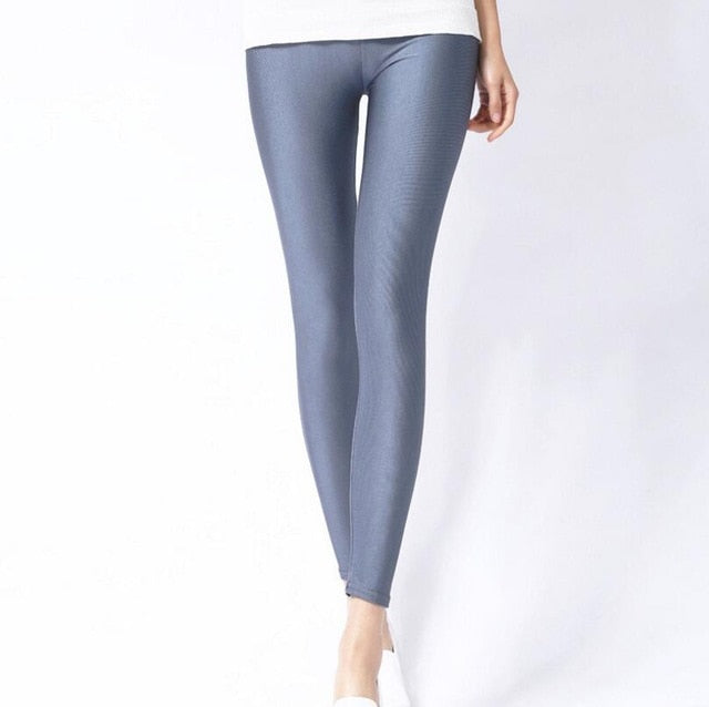 Women Shiny Pant Leggings Hot Selling Leggings Solid Color Fluorescent