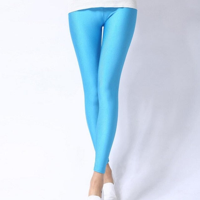 Women Shiny Pant Leggings Hot Selling Leggings Solid Color Fluorescent