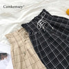 Image of Fashion Lace Up High Waist Ankle Length Loose Plaid Harem Pants