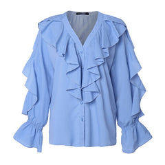 Celmia Plus Size Stylish Ruffled Blouse Women